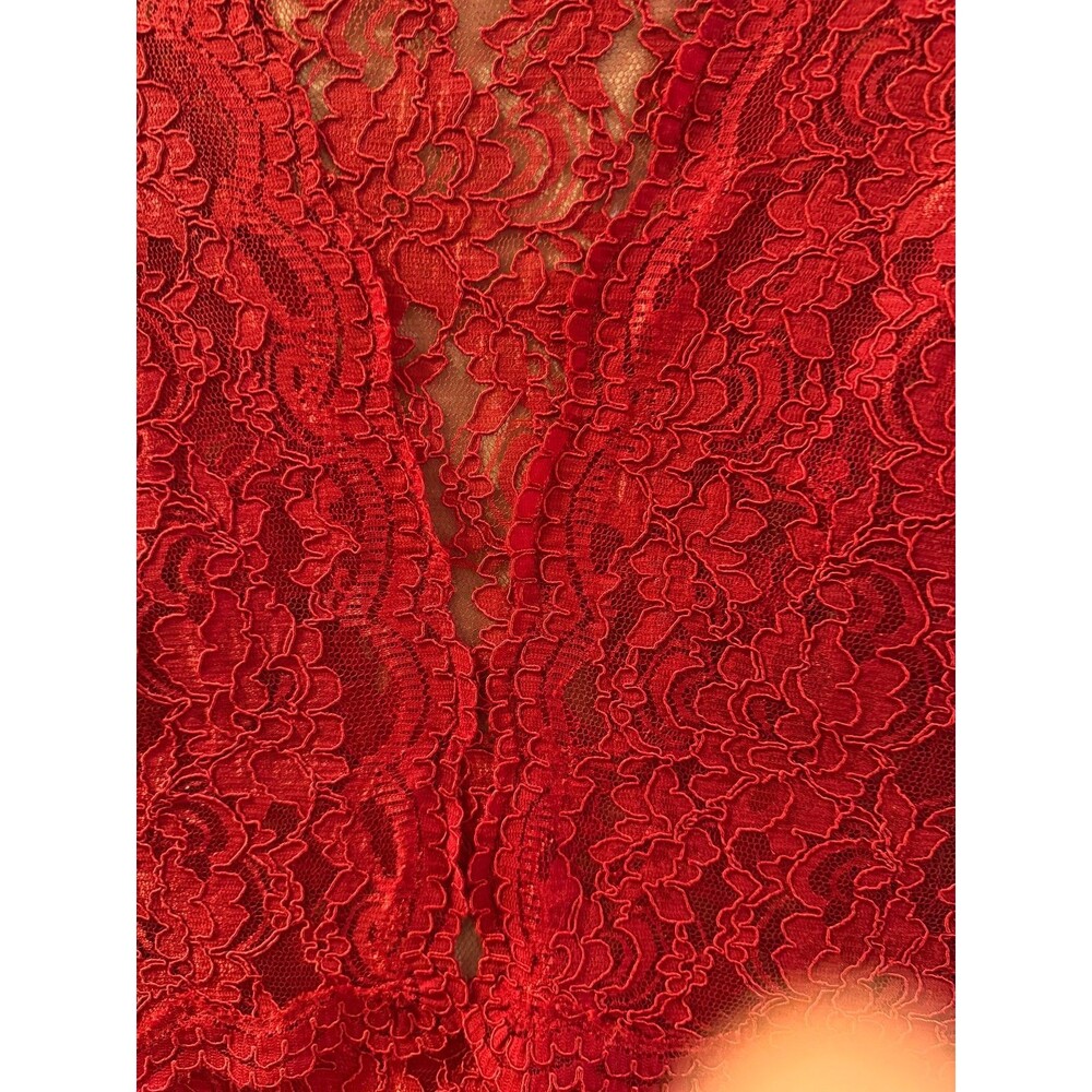 Lauren Ralph Lauren Evening Dress Red Lace Maxi Sz 14 Sleeveless Wedding Guest - Picture 12 of 15